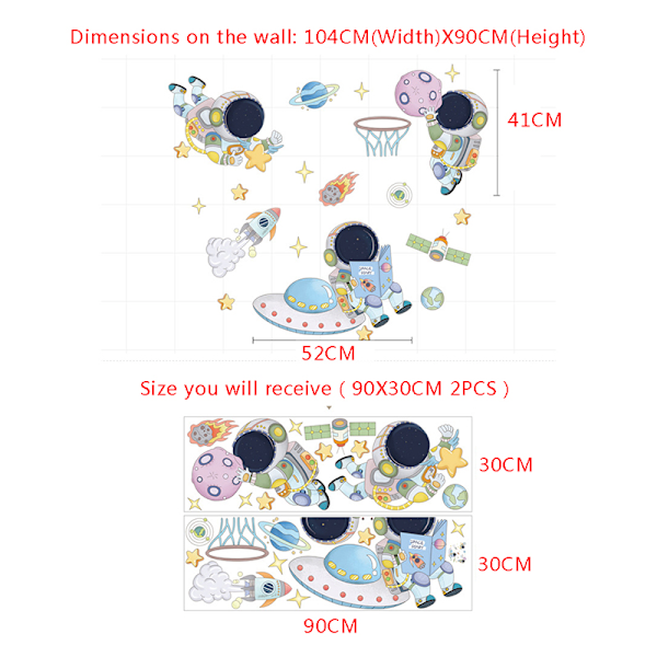 Space Astronaut Väggdekaler Barnrum Kindergarten Univ