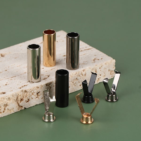 10st DIY Metal Aglets Skosnöre Kläder Cylindriska Tips Head Gold