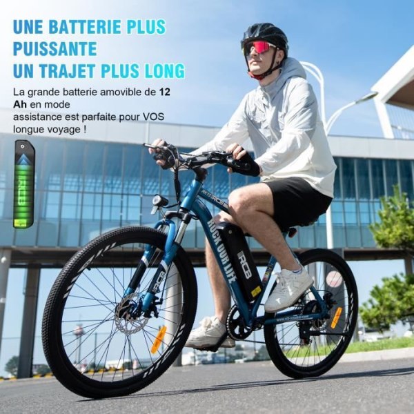 RCB Elcykel 26 tum Vuxen Urban E-cykel, 250W motor, 36V/12Ah batteri, 7 hastigheter, Assisterad trampning, Räckvidd 35-90 km Blå