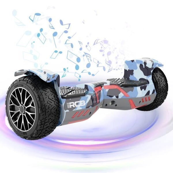 RCB Off-Road Hoverboard 8,5 tum Hummer Segway med APP-kontroll, Bluetooth-högtalare, Dual Motor, LED-lampor arméns kamouflage