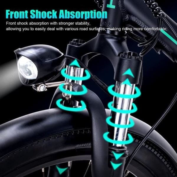 HITWAY Elcykel - E-Bike 26" däck - 250W Motor - Shimano 7 Speed - Avtagbart litiumbatteri 11,2 Ah/36 V - Svart