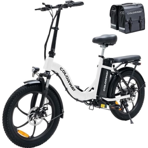 COLORWAY elcykel, 20'' hopfällbar stadscykel med 36V 15Ah batteri, 250W motorpendlingscykel, vit