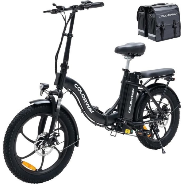 COLORWAY elcykel, 20'' hopfällbar stadscykel med 36V 15Ah batteri, 250W motorpendlingscykel, svart