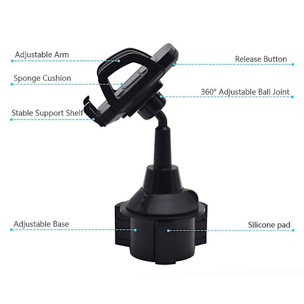 Universal Bilkoppholder Mobiltelefonfeste Stativ Vugge For 3,5-7\" Mobiltelefoner