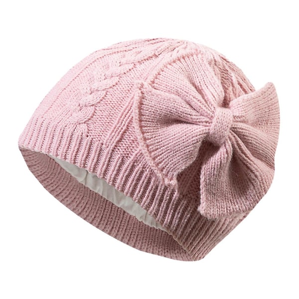 Lasten villahattu, kylmänkestävä ja lämmin rusetti, söpö ja monipuolinen plus samettineulottu hattu, pinkki jbk