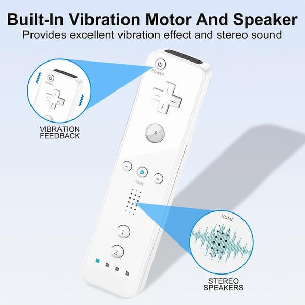 2025 Nyeste Wii Remote, Wii Controller 2-pak med håndledsrem og silikoneetui, hvid