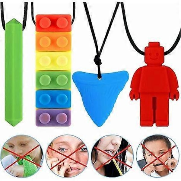 TCGG - Tyggekjede for barn med ADHD, tyggekjede for tenner, 4 stk. tyggekjede for babyer, tyggekjede for babyer, tyggekjede for barn og voksne