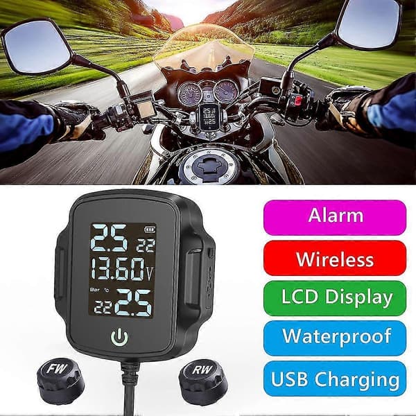 Motorcykel Tpms Motorcykel Dæktryksovervågningssystem Dæktemperaturalarmsystem Med Qc 3.0