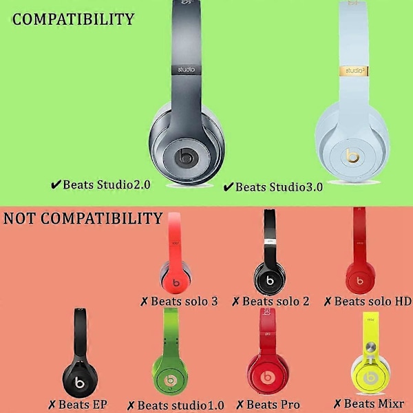 Ersättningsöronskydd kompatibla med Beats Studio2/Studio 3