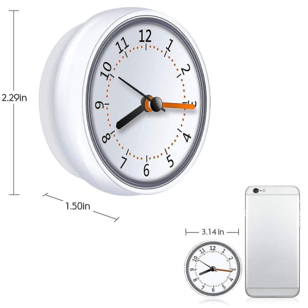 Mini duschtimer Vattentät IP24 Väggklocka Sugkopp Badrumsklocka Akryl Face Suction Clock (haoyi