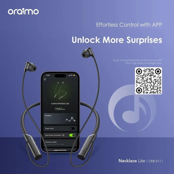 Oraimo Necklace Lite Trådløse hodetelefoner med samtalevibrasjon