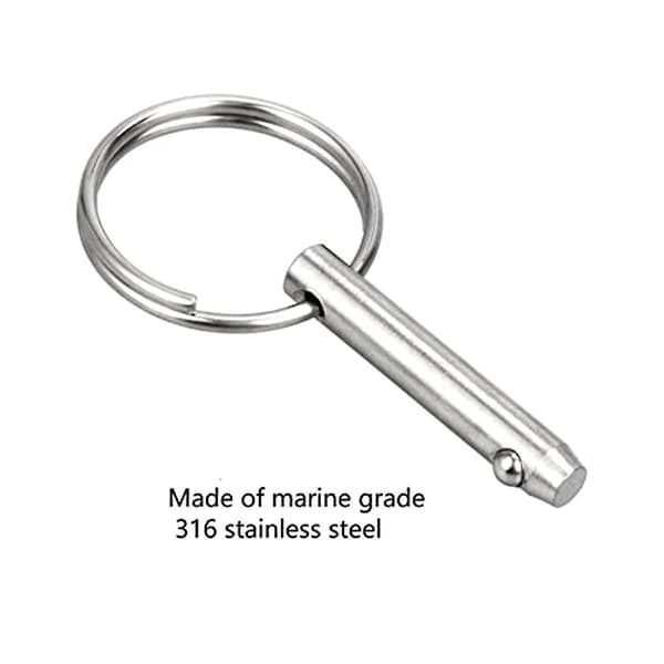 4 stk. Quick Release Pins Bimini Top Pins, Diameter 1/4in (6,3mm), samlet længde 2,56inch (65mm), marine 316 rustfrit stål