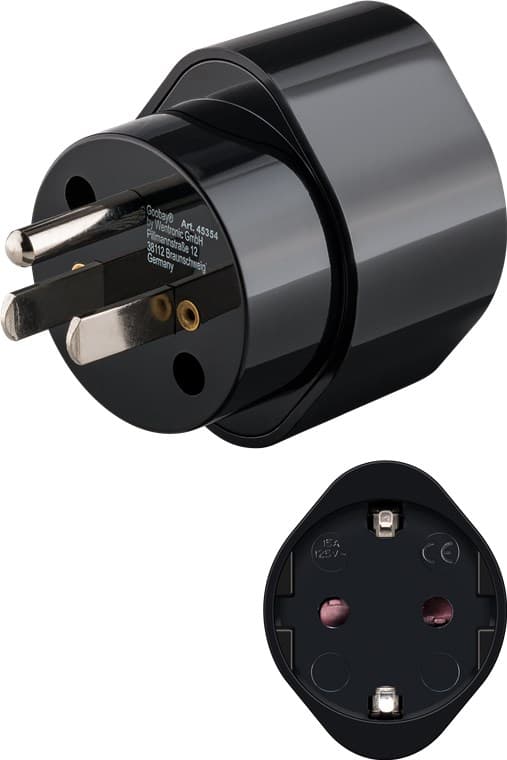 Reiseadapter Europa til USA/Japan, svart