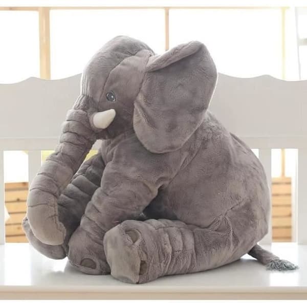 Pude - Elefant - 60cm - Blød Plys - PP Bomuld - Enkelt Design