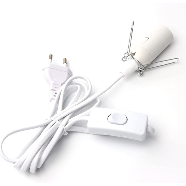 Kabel för saltlampa med strömbrytare - E14-1,8 m - Sockel för saltlampa, Vit