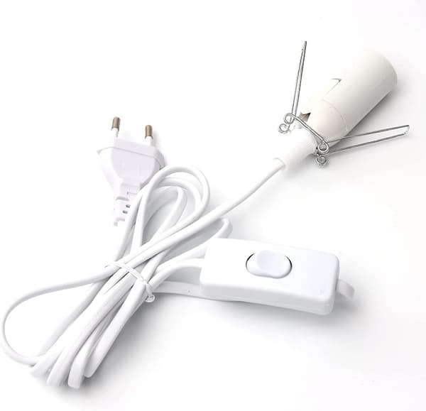 Kabel til Saltlampe med Afbryder - E14-1,8 M - Fatning til Saltlampe, Hvid