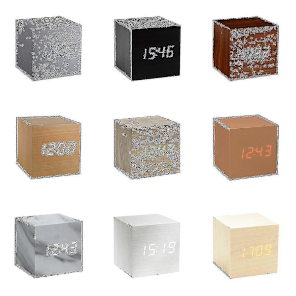 Gingko Cube LED-klickklocka med ljudaktivering (tid, datum, temperatur) Olika färger A10 färg: Vit vit