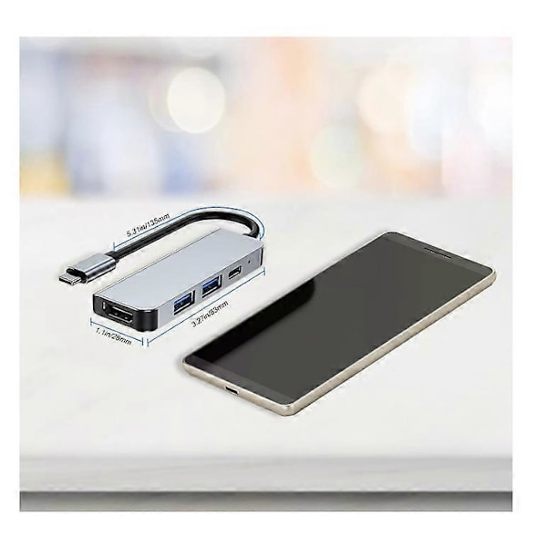 4 i 1 USB C Docking Station, USB C Hub, Adapter til MacBook, Mac Pro, Mac Mini, iMac (Grå)