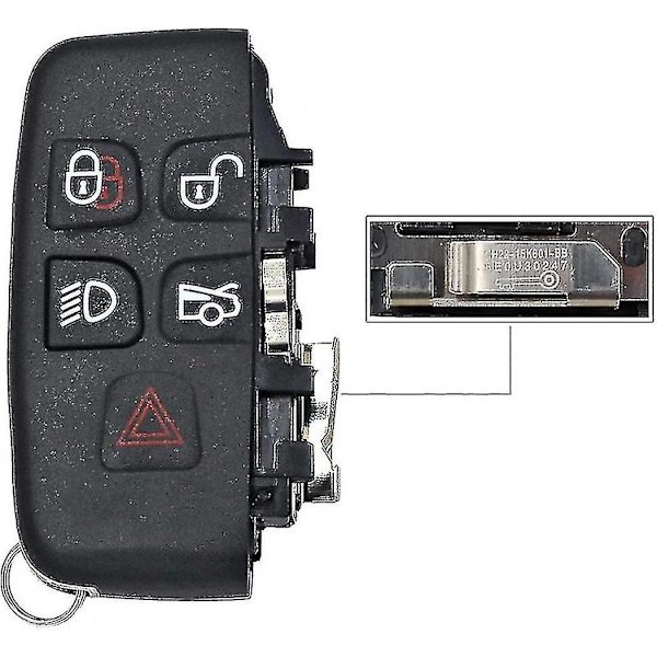 Fjärrkontrollnyckelskal med knappar, kompatibel med Land Rover Range Rover Sport Lr4 Evoque, med text på sidan