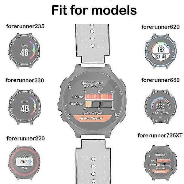 Garmin Forerunner 230 / 235 / 620 / 630 / 735xt Kaksiväriinen Silikoninen Urheiluranneke Musta 1 Kpl