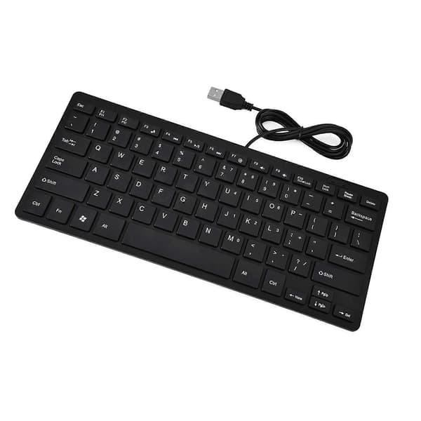 78 Taster Ultra Tyndt Mini USB Kabelforbundet Tastatur til Desktop Computer Laptop PC (Sort)