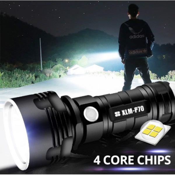 30000-100000 Lumen Høy Effekt LED Vanntett Lommelykt Lampe Ultra Lyssterk, 3 Moduser Mest Kraftig 50w Xlm-p70 LED USB Oppladbar Lommelykt (25w