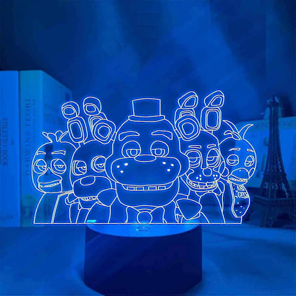 FNAF Natlys 3D LED Fem Nætter hos Freddy Natlys, 3D Illusion Lampe til Børn og Værelse Indretning