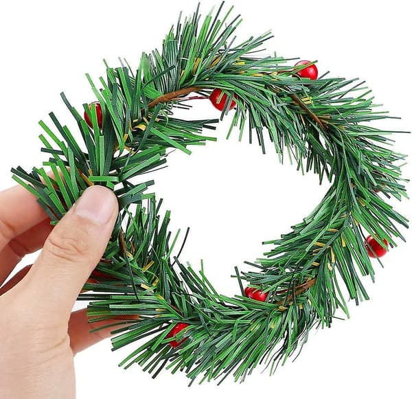 Paket med 10 st 5,7 tum mini julkransar, jul-ljusringar, julservettringar