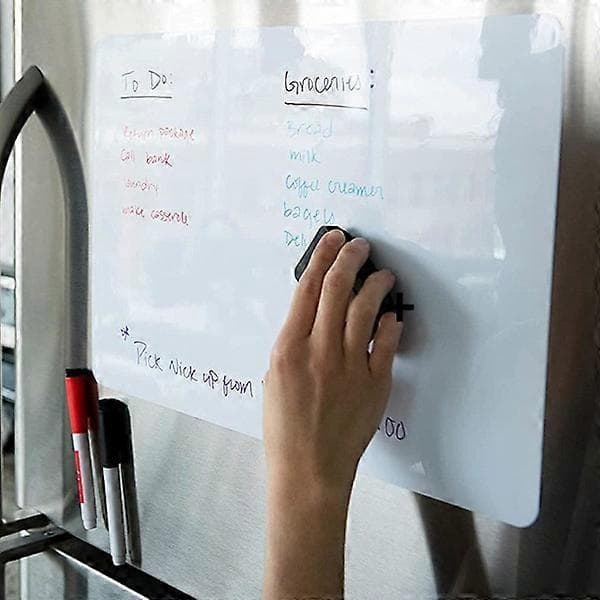 Magnetisk whiteboard med penne og viskelæder, multicolor