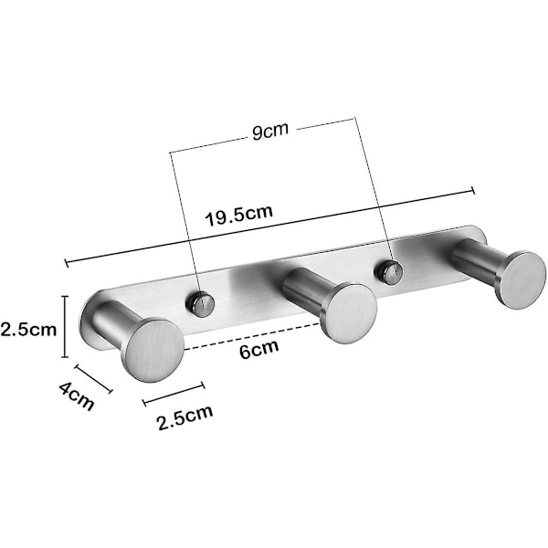 Veggmontert håndkleholder med kroker 304 rustfritt stål veggmontert håndkleholder kroker for bad og kjøkkendører (4 kroker, krom)