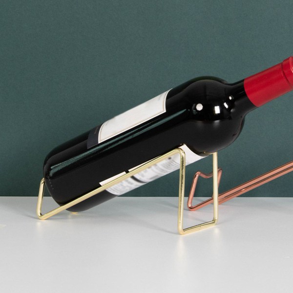 2023 Nyt enkelt design vinreol, metal vinreol, fritstående bordplade vinholder, geometrisk design til bord Gold