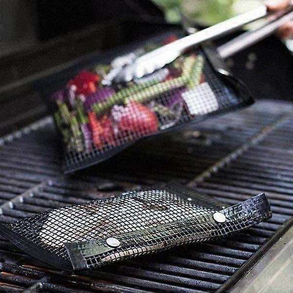 2 st Grillpåsar, Nätpåsar för Grillning Svart 22x27cm