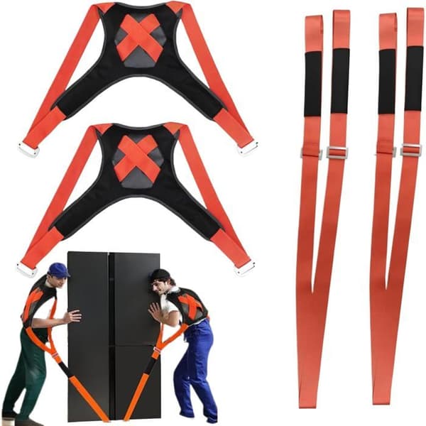 Flyttremmar - Möbelremmar - Maxlast: 400 kg - Justerbara - Orange