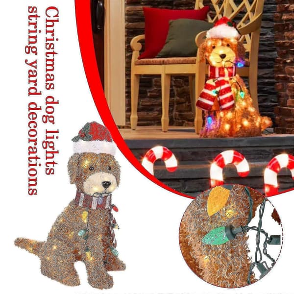 Julepynt med fluffy doodle-hunder med LED-lys