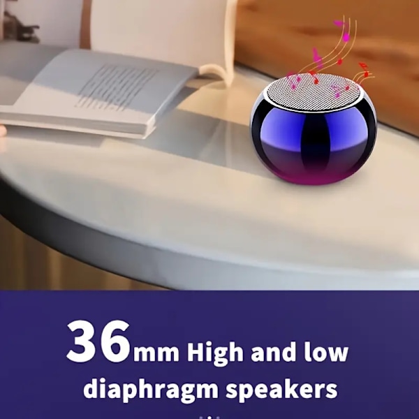 Pieni teräskaiutin: Kannettava musiikkisoitin Mini M3 langaton kaiutin subwooferilla HD-surround-äänellä, ulkokäyttöön, yhteensopiva TV-tyylin-5 kanssa