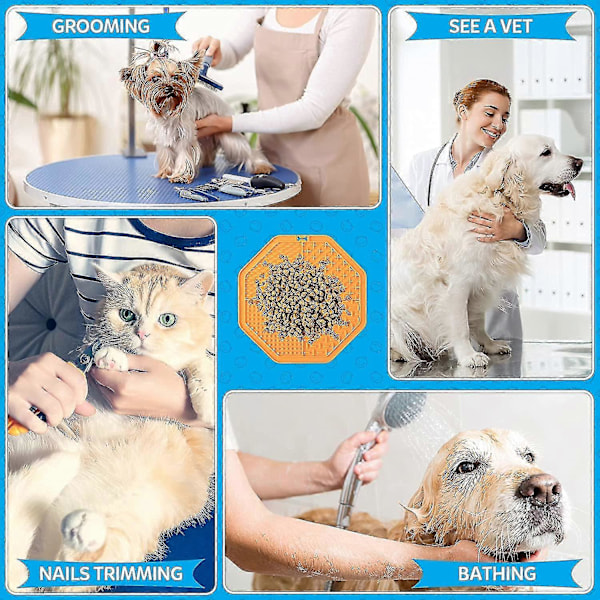 Hundslickmatta med sugkopp, 2-pack, långsam matare för katt, lugnande husdjursgodis