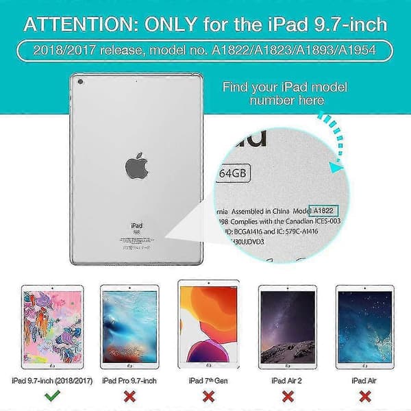 2018/2017 Ipad 9.7 5. / 6. generation - Slankt, let Smart Shell #yg