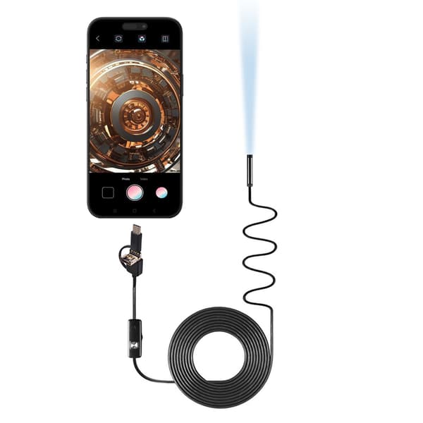 Endoskooppi tarkastuskamera USB/USB-C Musta