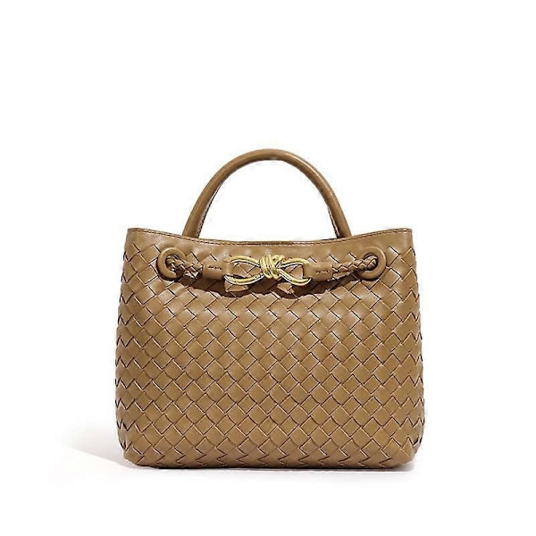 Vävd Handväska För Kvinnor, Retro Fransk Stil-FÄRG：Khaki