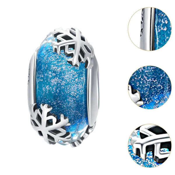 Distanspärla för Kvinnor Lös Pärla Snöflinga Berlock för Armband Halsband DIY