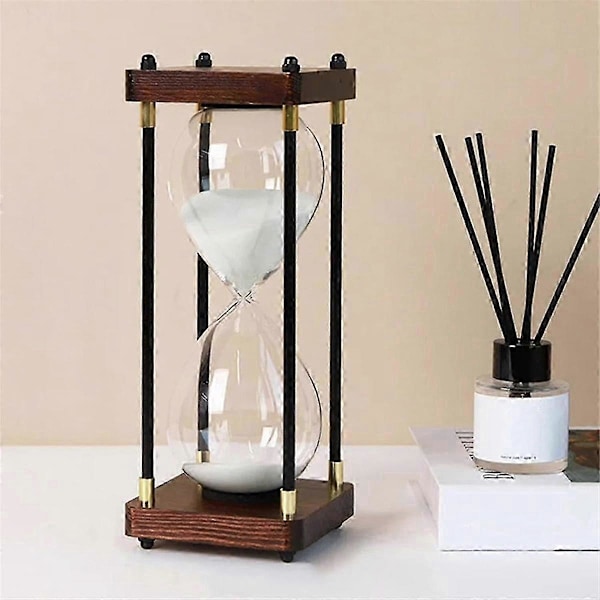 Stort Timglas 60 Minuter, Timglas, Regnbågsfärgat Glastimglas, Presenttimglas, för Hem, Skrivbord, Vit