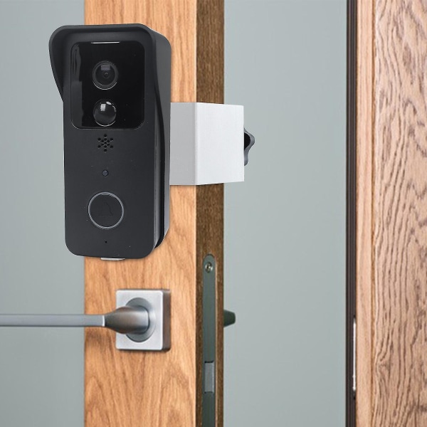 Tyverisikring blinker dørklokkeholder, videodørklokkeholder til lejlighedsdør, justerbar (45 venstre og højre) dørklokkevinkelbeslag, ingen grund til at bore