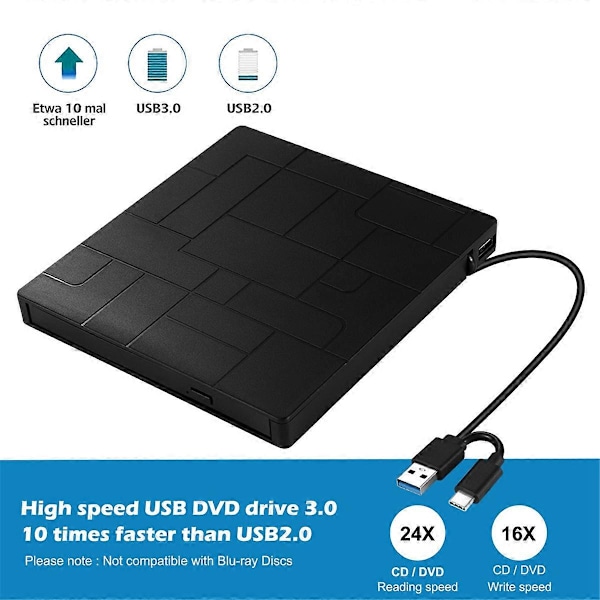 Brenner Multifunksjonell Optisk Stasjon Datamaskin USB Mobil Ekstern