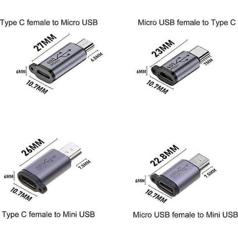 USB-C hona till Micro USB hane-adapter - Typ-C till Micro USB-omvandlare