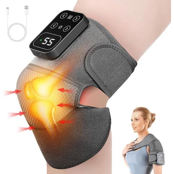 Genopladelig Smart Knæskinne, 5 Varmeniveauer, 3 Vibrationsindstillinger, 3 Automatiske Programmer, Touchskærm