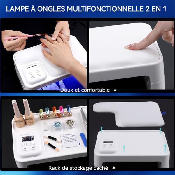 UV-neglelampe 26 x 17 x 9,5 cm 66 LED-pærer Digitalt foldbart design Fire-trins timer Smart sensor