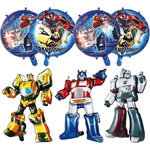 7 Pcs Cartoon Robot Balloon Party Supplies Foil Balloons For Kids Birthday Party