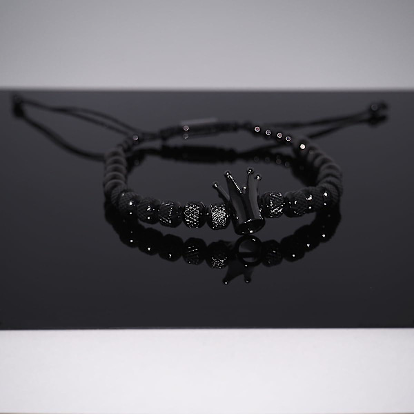 Armband till Min Man - Rätta Till Din Krona För Pojkvän Make, Justerbar Pärla Mäns Rostfritt Stål Krona Årsdag Julgåvor Zekai