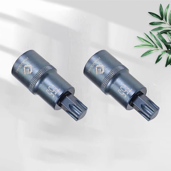 2 stk. 1/2\" top med T55 Torx bit, S2 stål bits, CR-V toppe, metrisk 2\"