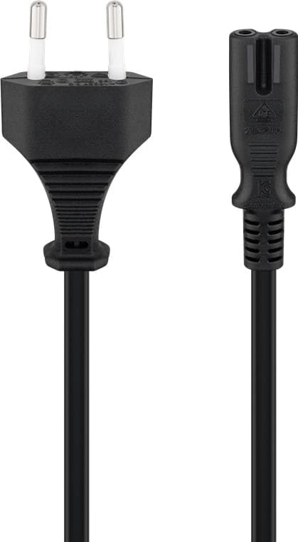 Liitäntäkaapeli Euro-pistokkeella, 3 m, musta